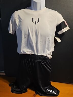 Messi Kids Matching Set - White Top & Black Shorts